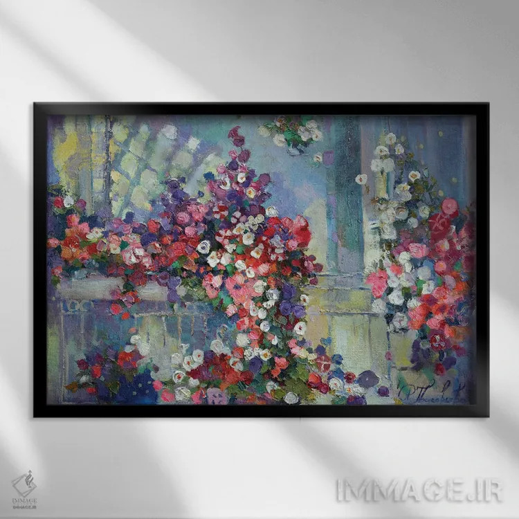 تابلو بالکن همسایه اثر آناستاسیا گریگوریوا - نمای قابدار مشکی