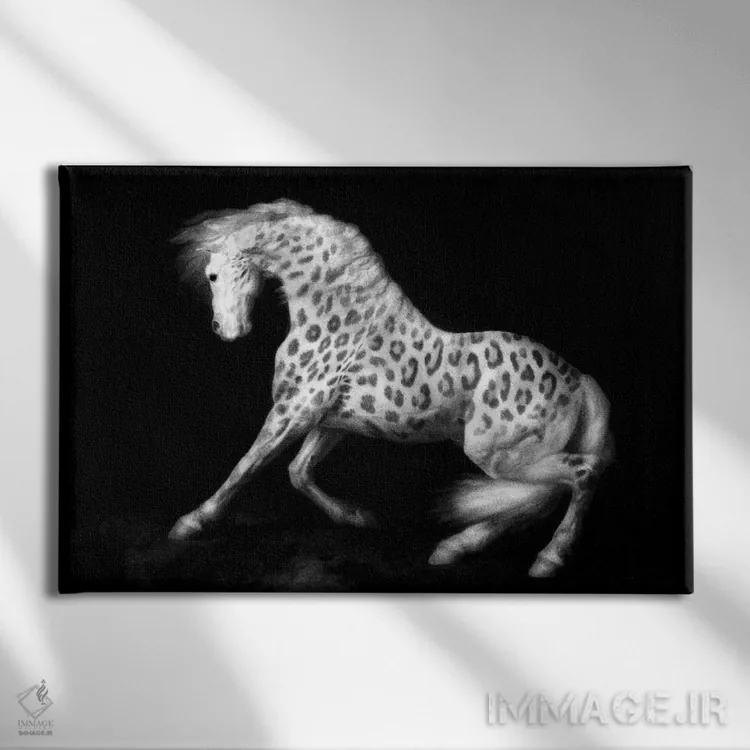 تابلو اسب یوزپلنگی اثر آرک و گوستز (گروه هنری) - نمای روبهرو روی دیوار