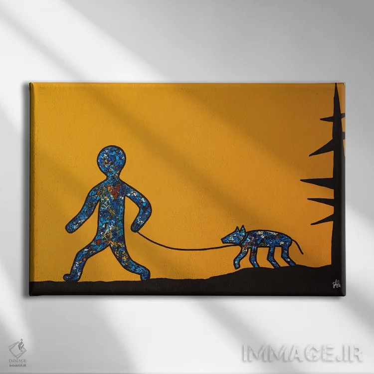تابلو سگ کیث به散 قدم میزند اثر آموغ کاتیایان - نمای روبهرو روی دیوار