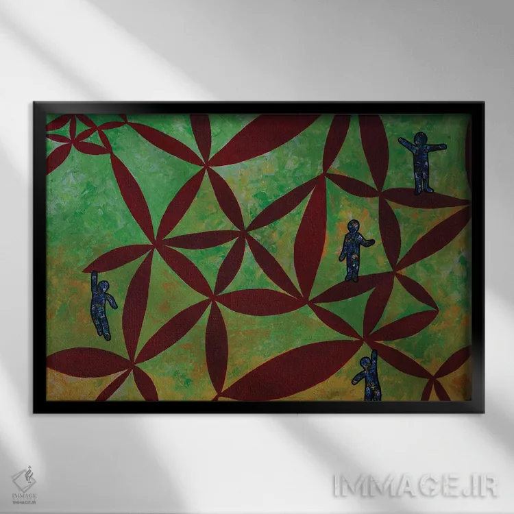 تابلو زمین بازی کودکان اثر آموغ کاتیایان - نمای قابدار مشکی