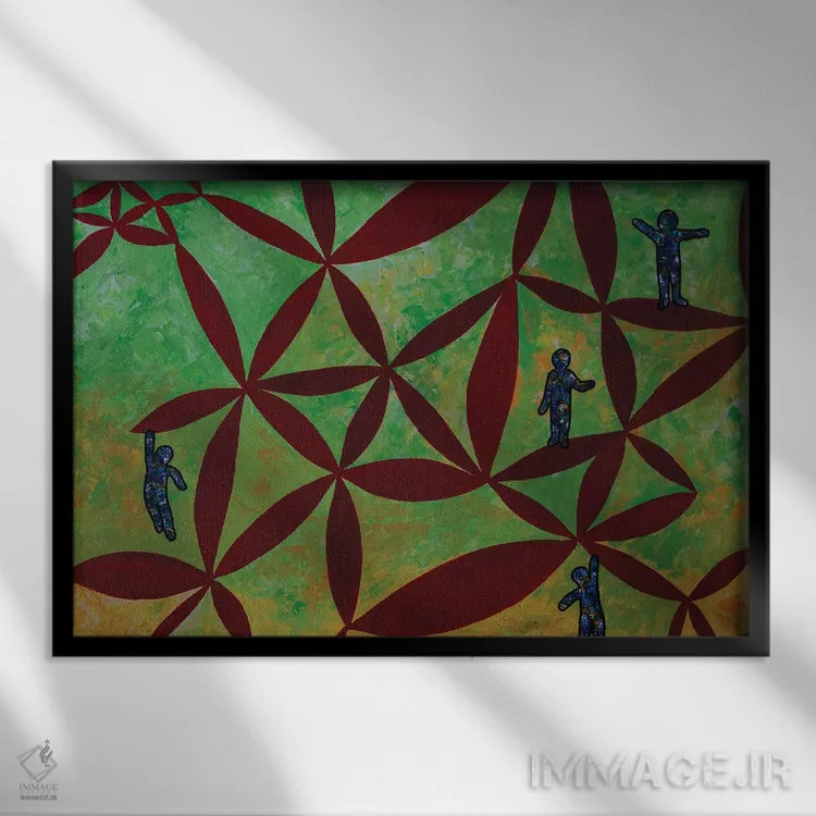 تابلو زمین بازی کودکان اثر آموغ کاتیایان - نمای قابدار مشکی
