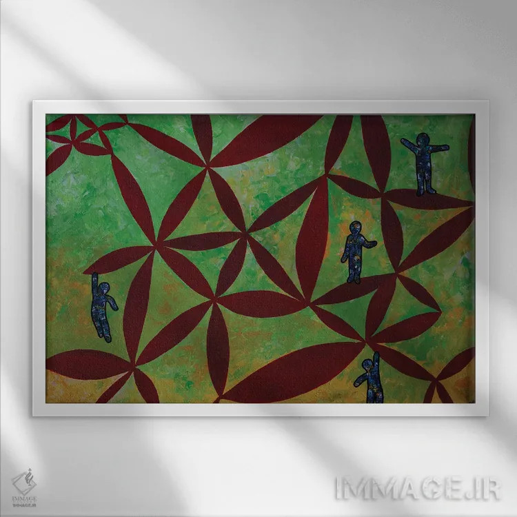 تابلو زمین بازی کودکان اثر آموغ کاتیایان - نمای قابدار سفید