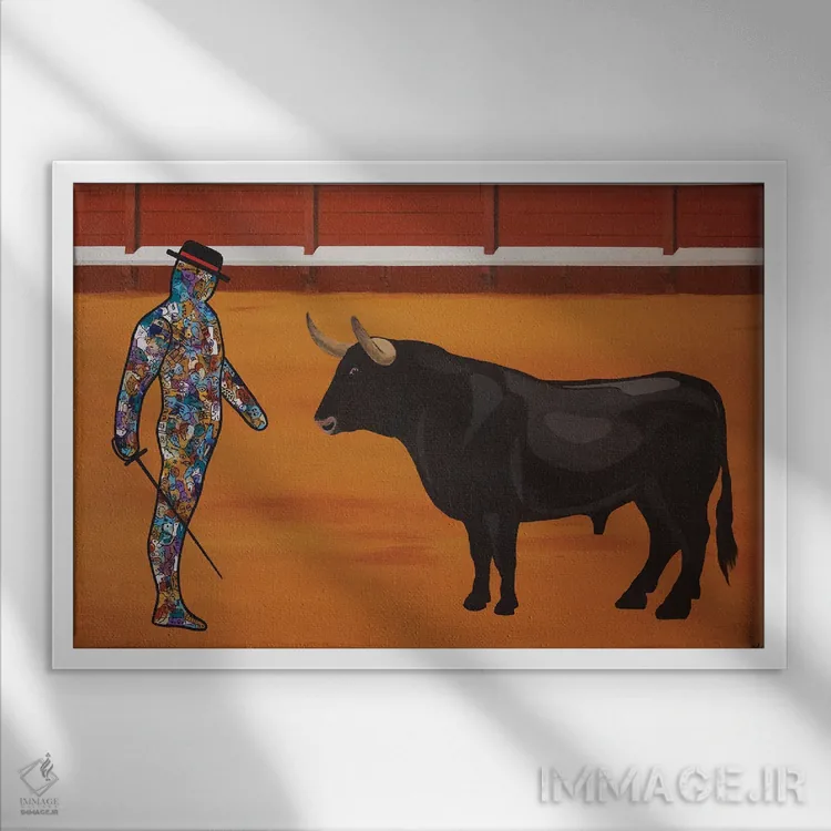 تابلو کنار آمدن (پذیرفتن واقعیت) اثر آموغ کاتیایان - نمای قابدار سفید