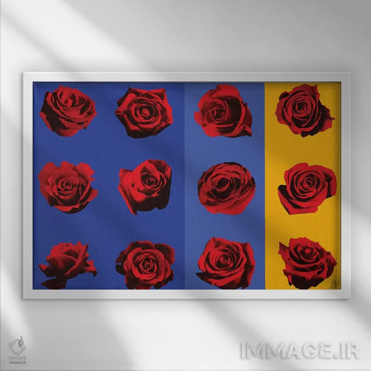 تابلو رزها ۱ اثر آلن ماگالون - نمای قابدار سفید