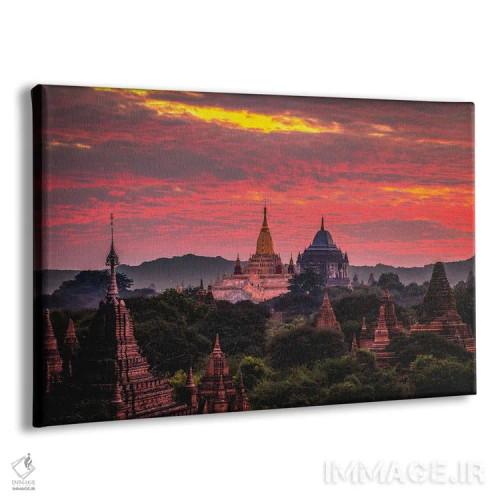 تابلو غروب معبد باگان قدیم میانمار اثر الکس جی پرز - نمای پرسپکتیو محصول