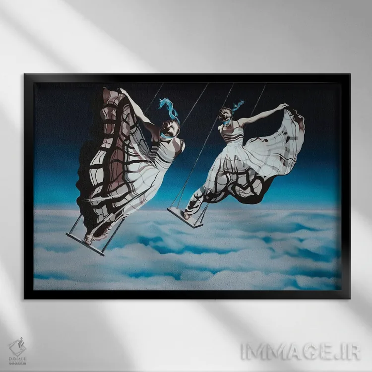 تابلو رقصندگان سوئینگ (یا: افراد اهل معاشرت آزاد؛ با توجه به کاربرد اثر) اثر آلن ماگالون - نمای قابدار مشکی