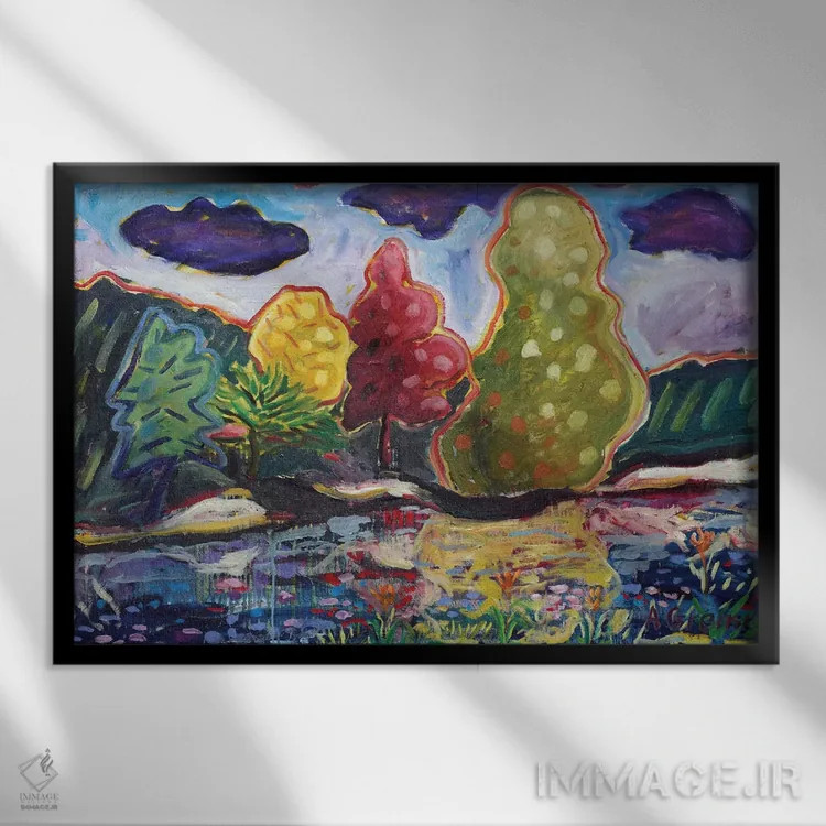 تابلو باغ رؤیایی بیستم اثر آنتئو گرمی - نمای قابدار مشکی