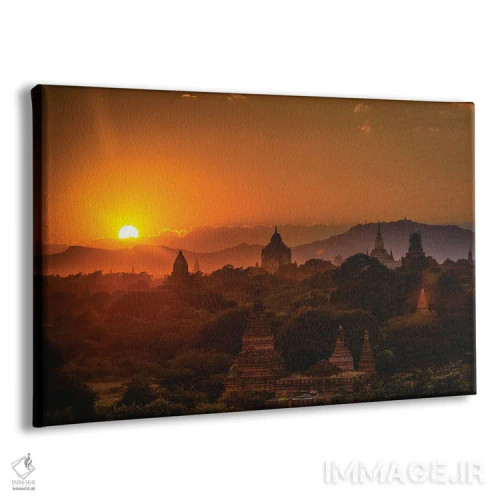 تابلو غروب معبد میانمار (قسمت سوم) اثر الکس جی پرز - نمای پرسپکتیو محصول