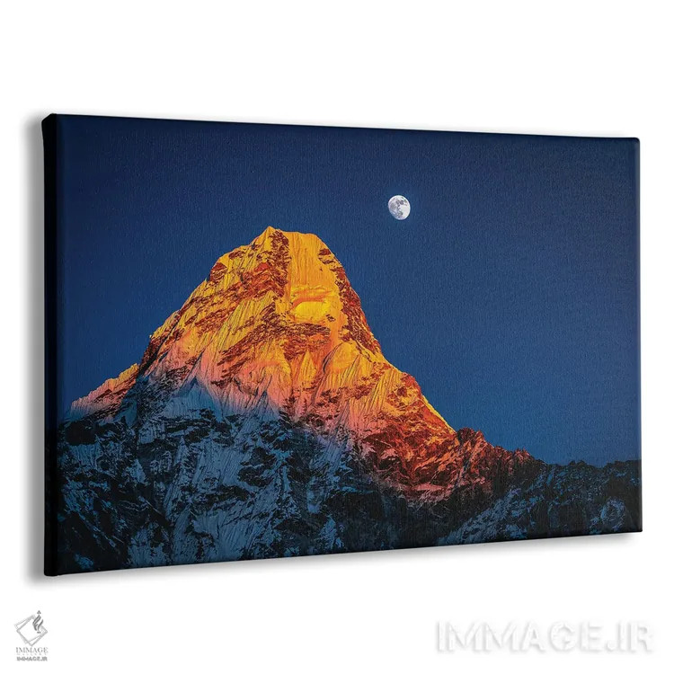 تابلو اورست و ماه در ساعت آبی هیمالیا نپال (قسمت سوم) اثر الکس جی پرز - نمای پرسپکتیو محصول