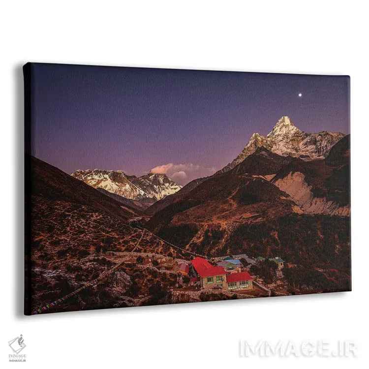 تابلو اورست و ماه در ساعت آبی هیمالیا نپال (قسمت چهارم) اثر الکس جی پرز - نمای پرسپکتیو محصول