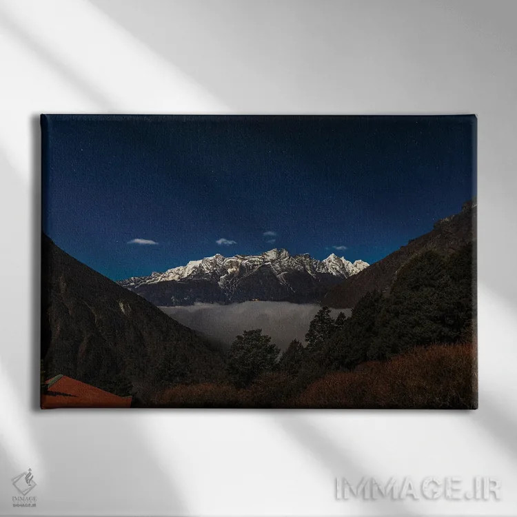 تابلو کوهنوردی شب پرستاره در هیمالیا نپال اثر الکس جی پرز - نمای روبهرو روی دیوار