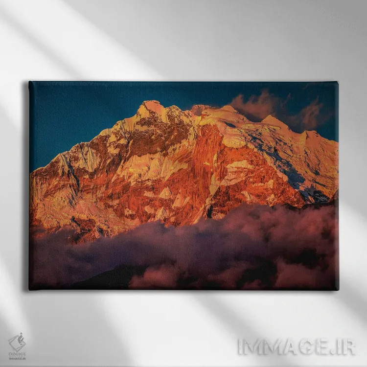 تابلو غروب قله اورست هیمالیا نپال (قسمت اول) اثر الکس جی پرز - نمای روبهرو روی دیوار