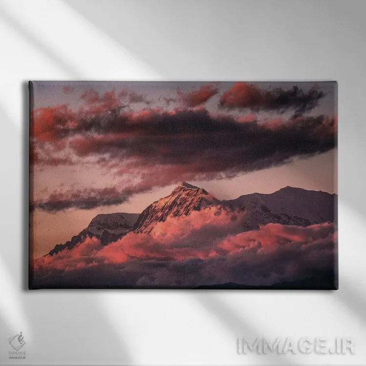 تابلو غروب قله اورست هیمالیا نپال (قسمت دوم) اثر الکس جی پرز - نمای روبهرو روی دیوار