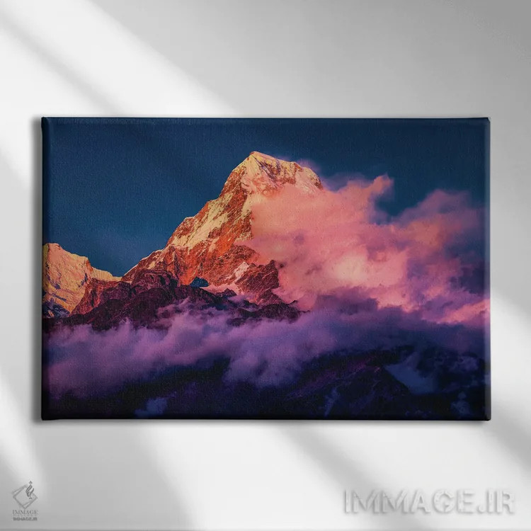تابلو غروب قله اورست هیمالیا نپال (قسمت سوم) اثر الکس جی پرز - نمای روبهرو روی دیوار