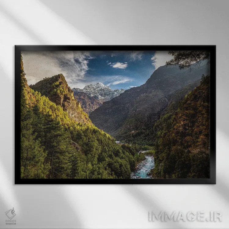 تابلو کوهنوردی در هیمالیا نپال اثر الکس جی پرز - نمای قابدار مشکی