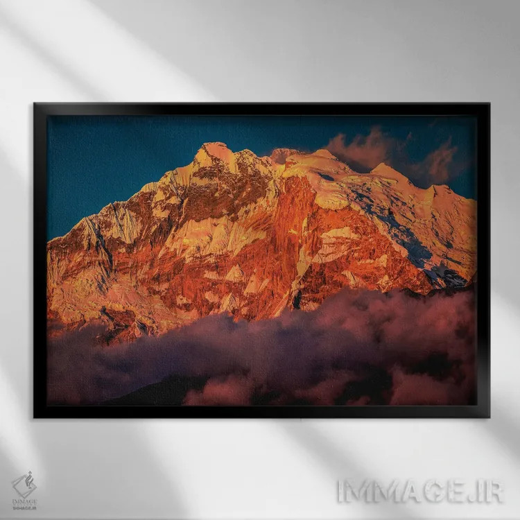 تابلو غروب قله اورست هیمالیا نپال (قسمت اول) اثر الکس جی پرز - نمای قابدار مشکی