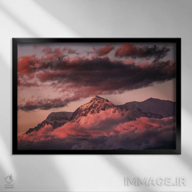 تابلو غروب قله اورست هیمالیا نپال (قسمت دوم) اثر الکس جی پرز - نمای قابدار مشکی