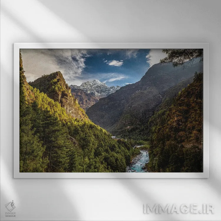 تابلو کوهنوردی در هیمالیا نپال اثر الکس جی پرز - نمای قابدار سفید