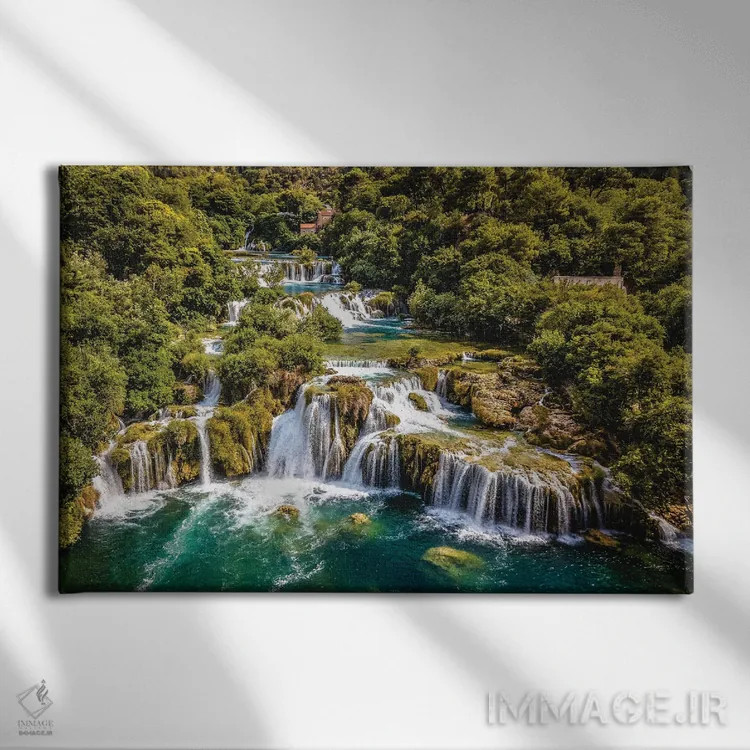 تابلو آبشار کرکا کرواسی (قسمت چهارم) اثر الکس جی پرز - نمای روبهرو روی دیوار
