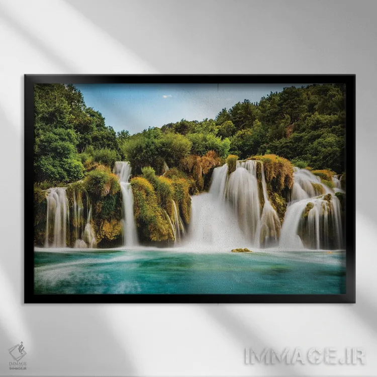 تابلو آبشار کرکا کرواسی (قسمت اول) اثر الکس جی پرز - نمای قابدار مشکی