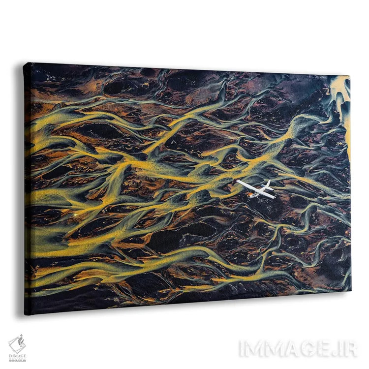 تابلو دلتا رودخانه فلات ایسلند از هواپیما (قسمت سوم؛ انتزاعی) اثر الکس جی پرز - نمای پرسپکتیو محصول