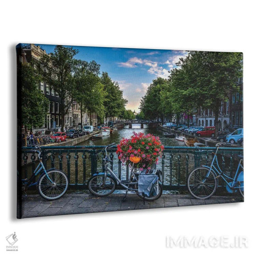 تابلو دوچرخههای کانال آمستردام هلند اثر الکس جی پرز - نمای پرسپکتیو محصول