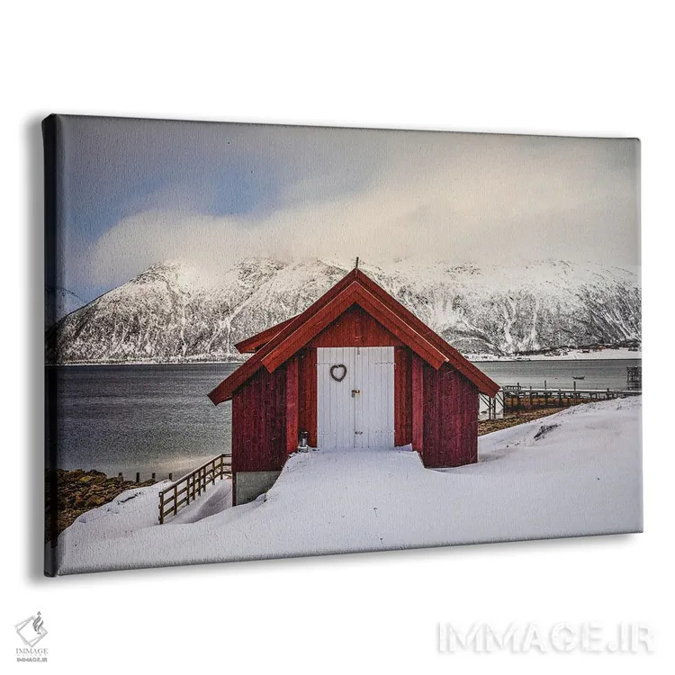 تابلو کلبه قرمز و کوه زیبای مجمعالجزایر لوفوتن نروژ (قسمت چهارم) اثر الکس جی پرز - نمای پرسپکتیو محصول