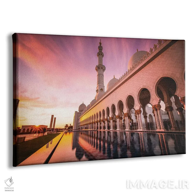 تابلو بازتاب غروب معبد یا مسجد دبی اثر الکس جی پرز - نمای پرسپکتیو محصول