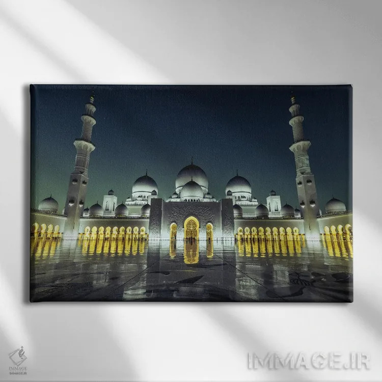 تابلو مسجد یا معبد دبی در ساعت آبی اثر الکس جی پرز - نمای روبهرو روی دیوار