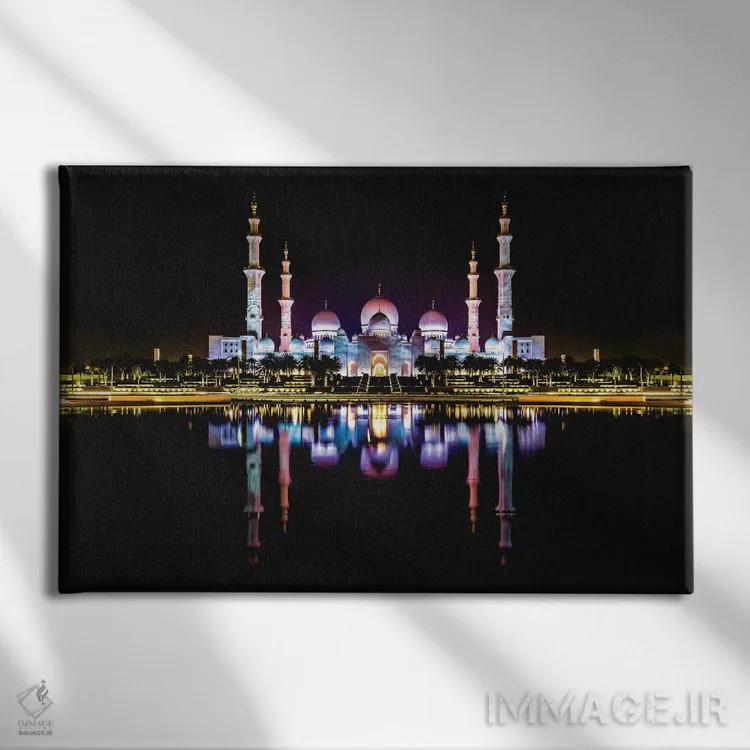 تابلو بازتاب شبانه معبد یا مسجد دبی اثر الکس جی پرز - نمای روبهرو روی دیوار