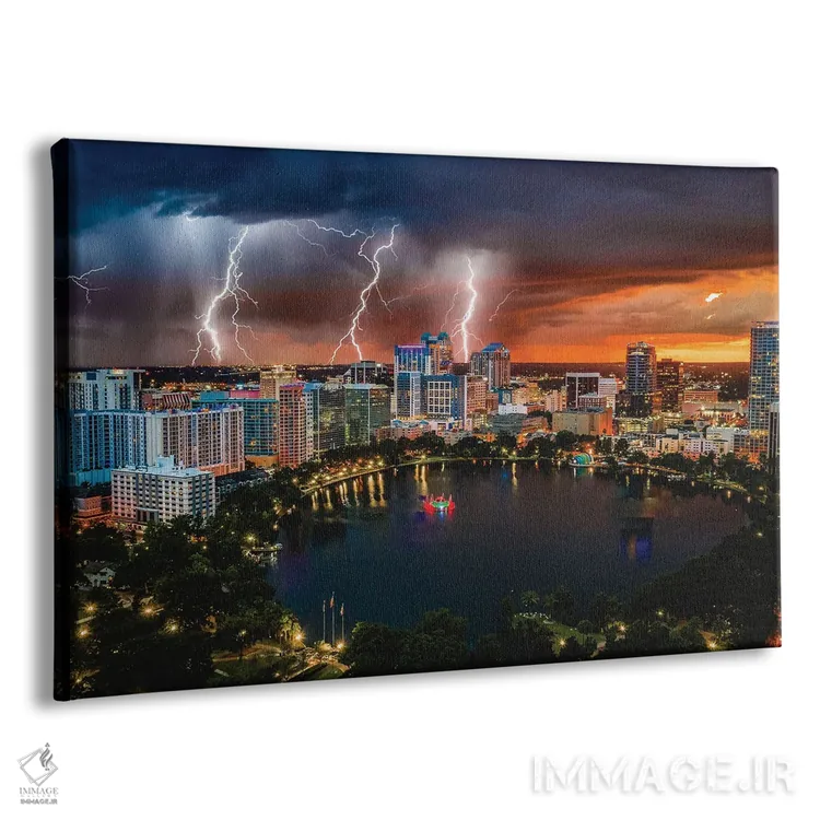 تابلو طوفان رعد و برق دریاچه ایولا مرکز اورلاندو فلوریدا از بالا اثر الکس جی پرز - نمای پرسپکتیو محصول