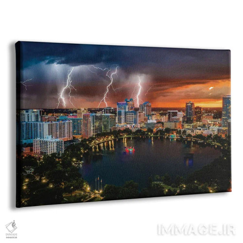 تابلو طوفان رعد و برق دریاچه ایولا مرکز اورلاندو فلوریدا از بالا اثر الکس جی پرز - نمای پرسپکتیو محصول