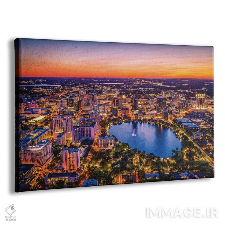 تابلو غروب مرکز اورلاندو و دریاچه ایولا فلوریدا از بالا اثر الکس جی پرز - نمای پرسپکتیو محصول