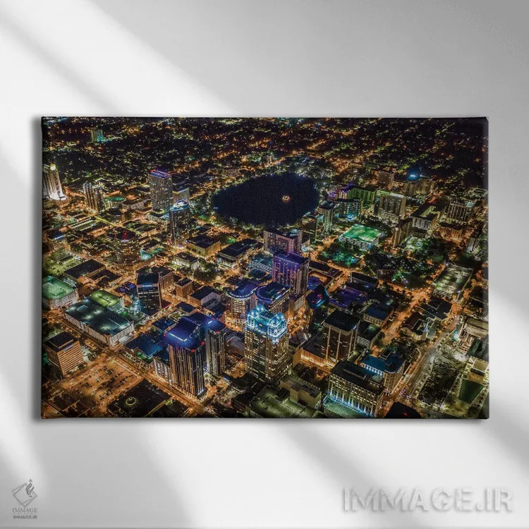 تابلو دریاچه ایولا مرکز اورلاندو فلوریدا از بالا اثر الکس جی پرز - نمای روبهرو روی دیوار