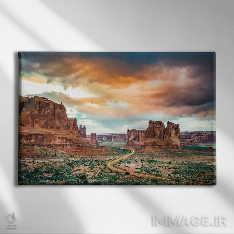 تابلو جاده خاکی میان رشتهکوههای یوتا (۲) اثر الکس جی پرز - نمای روبهرو روی دیوار