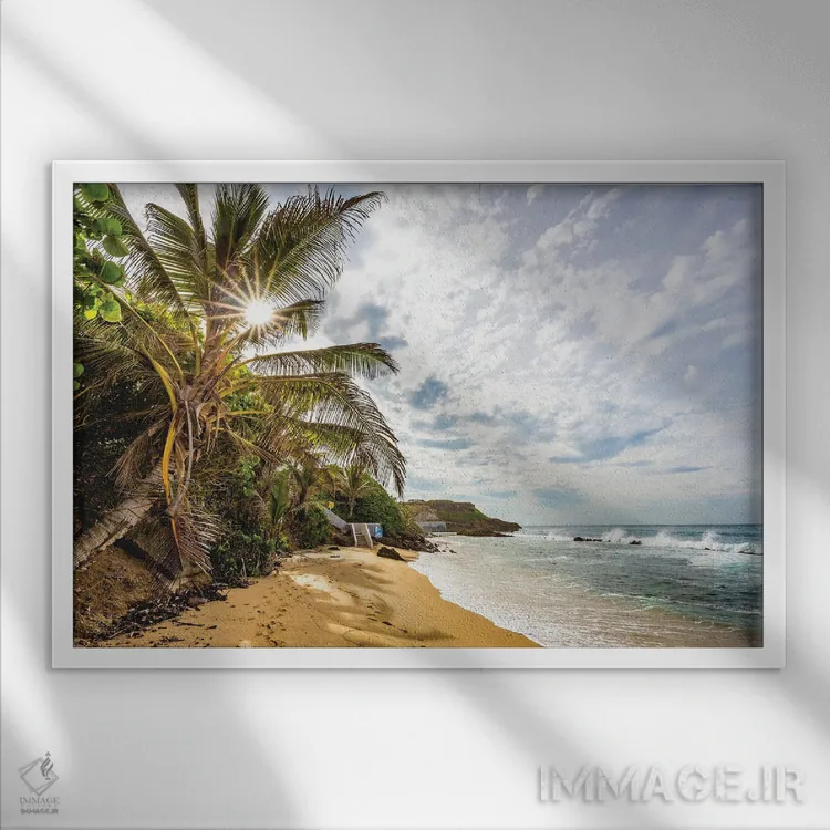 تابلو ساحل پورتوریکو اثر الکس جی پرز - نمای قابدار سفید