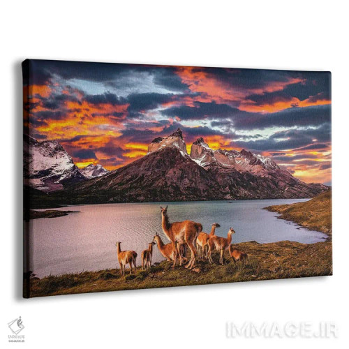 تابلو غروب تماشایی کوهستانی توریس دل پاین، پاتاگونیا، شیلی (۱) اثر الکس جی پرز - نمای پرسپکتیو محصول