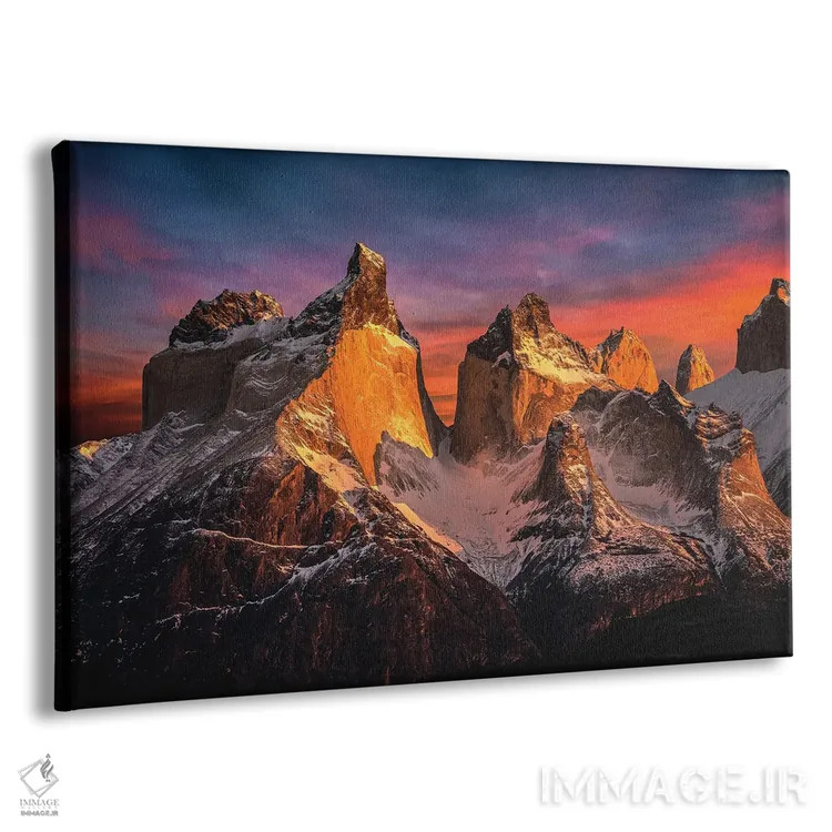 تابلو غروب تماشایی کوهستانی توریس دل پاین، پاتاگونیا، شیلی (۴) اثر الکس جی پرز - نمای پرسپکتیو محصول