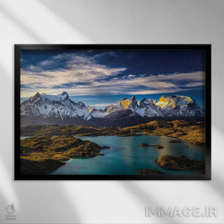 تابلو مناظر کوهستانی توریس دل پاین، پاتاگونیا، شیلی (۴) اثر الکس جی پرز - نمای قابدار مشکی