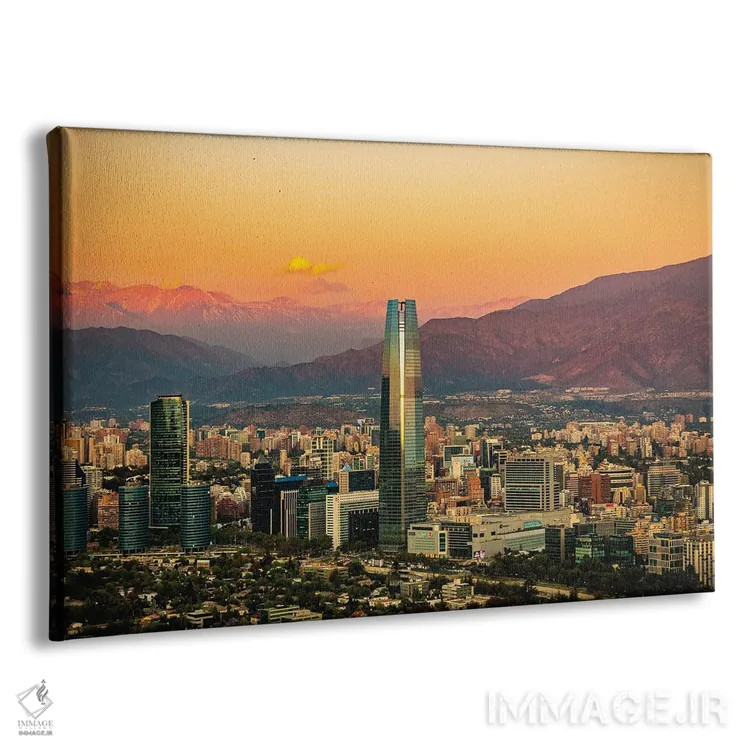 تابلو منظره شهری سانتیاگو، شیلی در غروب آفتاب اثر الکس جی پرز - نمای پرسپکتیو محصول