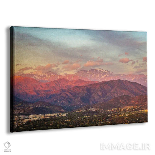 تابلو کوههای سانتیاگو، شیلی در غروب اثر الکس جی پرز - نمای پرسپکتیو محصول