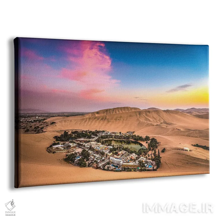 تابلو غروب در واحهی بیابانی هواکاچینا، پرو (۱) اثر الکس جی پرز - نمای پرسپکتیو محصول