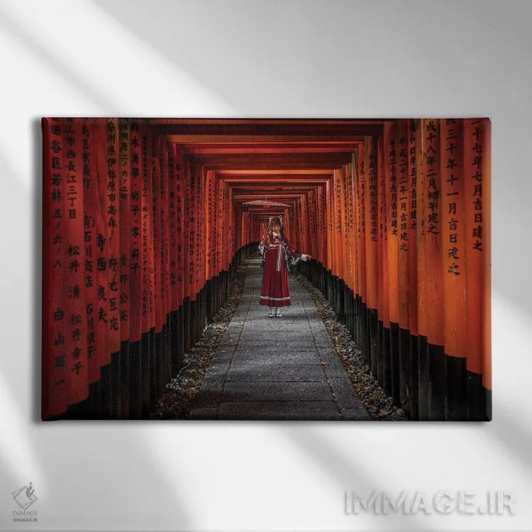 تابلو Japan II,معبد فوشیمی ایناری تایشا، کیوتو، ژاپن (۲) اثر الکس جی پرز - نمای روبهرو روی دیوار