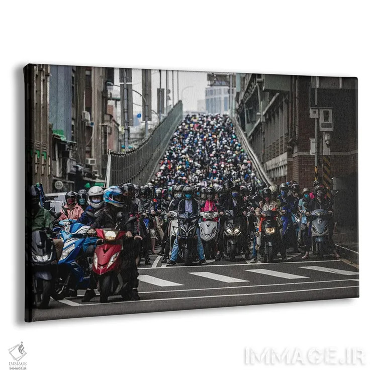 تابلو خیابانهای شلوغ تایپه با اسکوتر (۱) اثر الکس جی پرز - نمای پرسپکتیو محصول