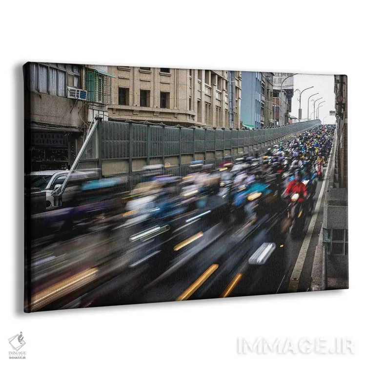 تابلو خیابانهای شلوغ تایپه با اسکوتر (۲) اثر الکس جی پرز - نمای پرسپکتیو محصول
