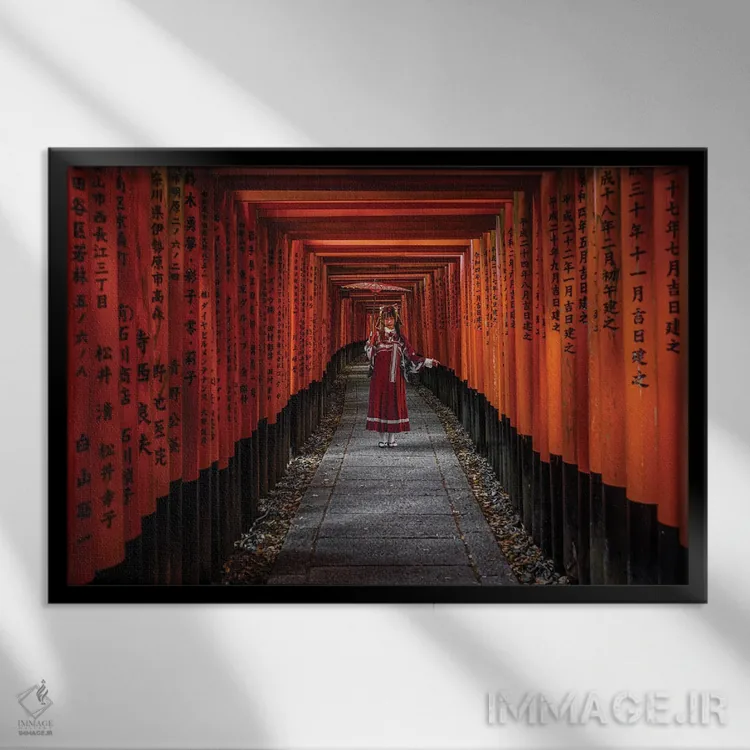 تابلو Japan II,معبد فوشیمی ایناری تایشا، کیوتو، ژاپن (۲) اثر الکس جی پرز - نمای قابدار مشکی