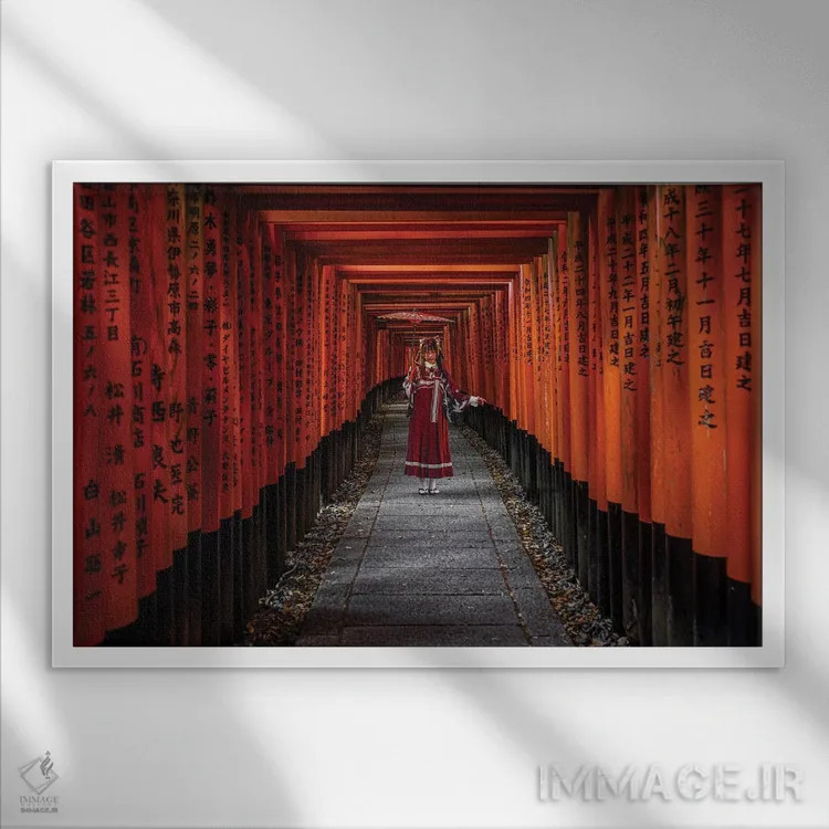 تابلو Japan II,معبد فوشیمی ایناری تایشا، کیوتو، ژاپن (۲) اثر الکس جی پرز - نمای قابدار سفید