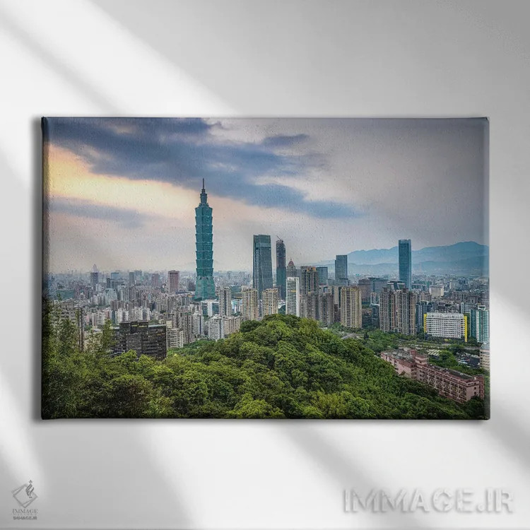 تابلو نمای مرکز شهر تایپه (۱) اثر الکس جی پرز - نمای روبهرو روی دیوار