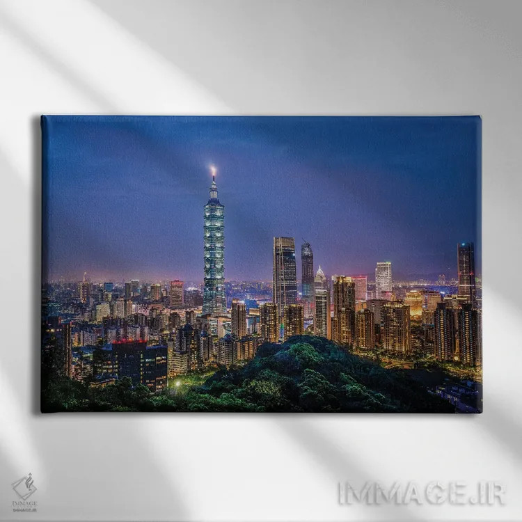 تابلو نمای مرکز شهر تایپه (۳) اثر الکس جی پرز - نمای روبهرو روی دیوار