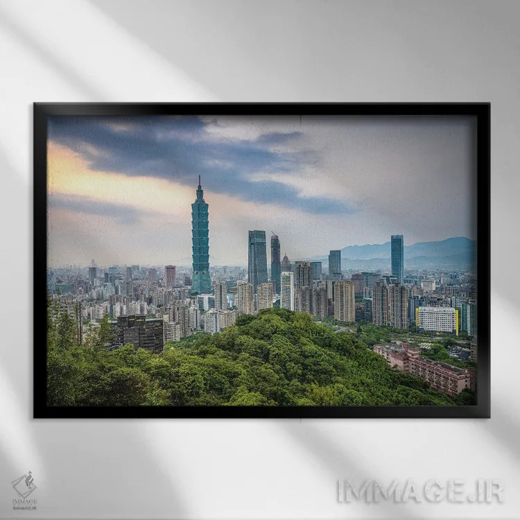 تابلو نمای مرکز شهر تایپه (۱) اثر الکس جی پرز - نمای قابدار مشکی
